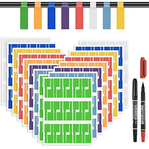 Beschriften Kabel, 480 Stücke Haltbar Kabel Beschriftung, 8 Farben Kabel Etiketten, Aufkleber Selbstklebend Wasserdicht Kabelbeschriftung 16 Blatt Haltbar Kabel Aufkleber mit 2 Schreibwerkzeuge von 通用