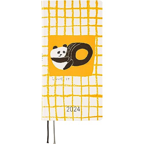 ほぼ日 Hobonichi Techo Weeks [English/Tall and Slim Size/January 2024 Start] Jin Kitamura: Love it (Panda) Yellow Plaid von ほぼ日