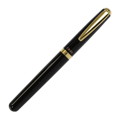 オート OHTO CR01-05-GBK Keramik-Tintenroller, 0,5 mm feine Spitze, Aluminiumschaft mit vergoldetem Messing, schwarzes Finish, nicht-trockene Technologie, schwarze Tinte auf Wasserbasis, CR01-05-GBK von オート
