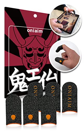 鬼エイム OniAim Gaming-Fingerhüllen, hochempfindlich, Silberfaser, Handy-Game, Daumen-Abdeckungen für FPS, Soundspiele, PUBG, Anti-Schweiß-Schutz, 6 Stück (Orange) von 鬼エイム