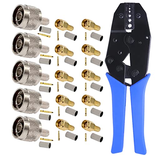 通用 SMA N Koaxialkabel Crimp-kit,16pcs SMA RP-SMA-Stecker, N-Stecker und Crimpwerkzeug für RG58-Koaxialkabel verbindet Antennen mit Funkgeräten, Routern und WLAN-Karten 通用 SMA N Koaxialkabel Crimp-kit,16pcs SMA RP-SMA-Stecker, N-Stecker und Crimpwerkzeug für RG58-Koaxialkabel verbindet Antennen mit Funkgeräten, Routern und WLAN-Karten von 通用