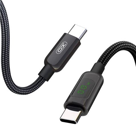 深圳市克劳福德科技有限公司 XO Geflochtenes Kabel USB-C Stecker auf USB-C Stecker, 60 W, mit LED-Display, Laden + Datenübertragung mit hoher Geschwindigkeit, Länge 1 m von 深圳市克劳福德科技有限公司