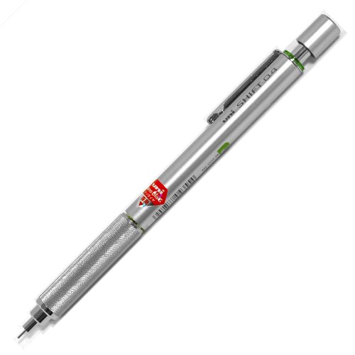 uni M41010.26 Shift Pipe Lock Drafting 0.4mm Pencil, Silver Body with Green Accent von 三菱鉛筆