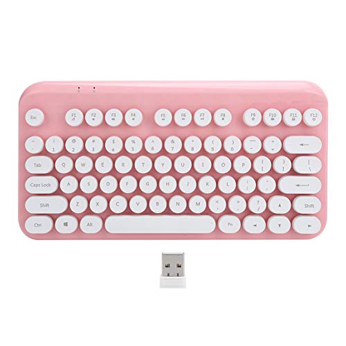 Drahtlose Tastatur, Punk-Tastatur Ultradünne Tastatur Ergonomische Tastatur mit Weiß/Pink/Blau (optional) für Windows XP/für Win7 / für Win8 / für Win10(pink) von 01