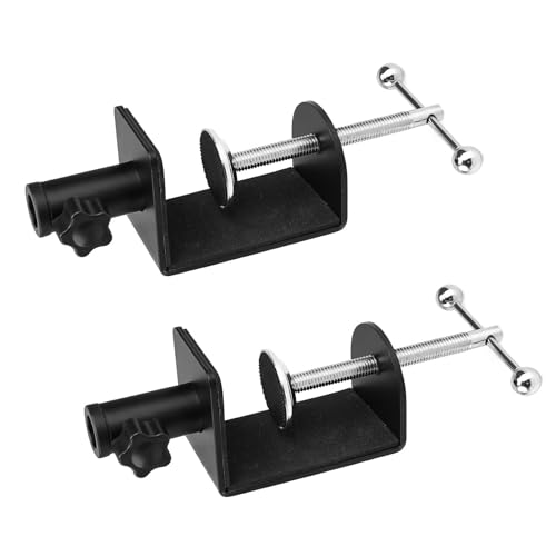 0XBIT Desk Clip for Microphone, 2 Stück Tischklemme Verstellbar, C-Clamp Base mit Schwammpolster, Stabile Installation, Geeignet für Freischwingerständer, Mikrofonständer von 0XBIT