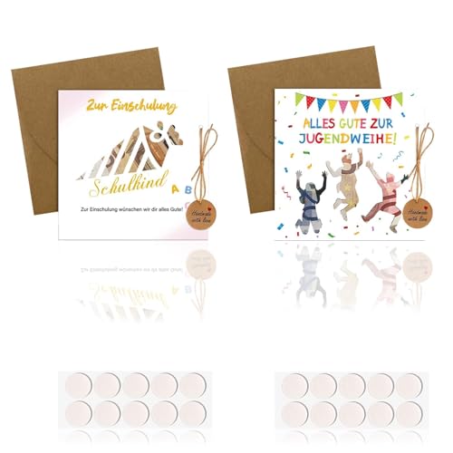 0XBIT WunscherfüLler, Geldgeschenke und Gutschein Verpackung, Geldgeschenke Verpackung mit Umschlag, Rundem Kleber und Schnur, WunscherfüLler Geldgeschenk für Mädchen und Jungen von 0XBIT