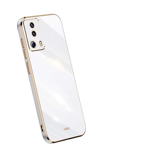 PEIYE Hülle für Xiaomi 13 Lite (Mi 13 Lite), TPU Silikon Schutzhülle Mit Galvanisierte goldene Rand -Weiß von 1