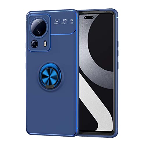 PEIYE Hülle für Xiaomi 13 Lite (Mi 13 Lite), TPU Silikon Schutzhülle Mit Magnetische Halterung (Ring) Auf Der Rückseite -Blau/Blau von 1