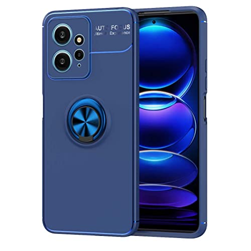 PEIYE Hülle für Xiaomi Redmi Note 12 4G (6.67"), TPU Silikon Schutzhülle Mit Magnetische Halterung (Ring) Auf Der Rückseite -Blau/Blau von 1