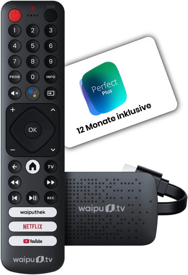 100% Streaming-Stick waipu.tv 4K Stick + 12 Monate Perfect Plus TV-Kombi HDMI 4K HDR, (1 St) von 100%