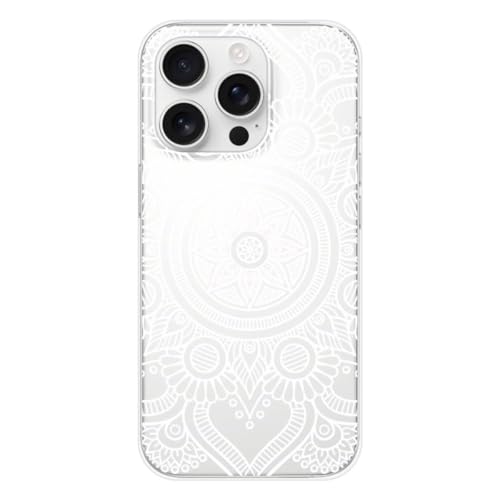 Schutzhülle aus Silikon, bedruckt, kompatibel mit Apple iPhone 16 Pro Mandala, Weiß Schutzhülle aus Silikon, bedruckt, kompatibel mit Apple iPhone 16 Pro Mandala, Weiß von 1001 coques