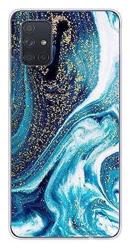 1001 Schutzhülle aus Silikon für Samsung Galaxy A71 – Marmor, Blau mit Glitzer von 1001coques