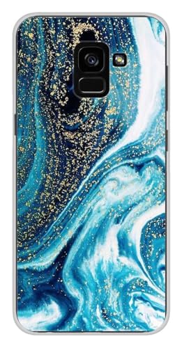 1001 Schutzhülle aus Silikon für Samsung Galaxy A8 2018 – Marmor, Blau mit Glitzer von 1001coques