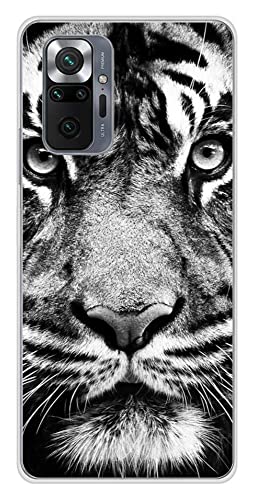 1001coques Handyhülle, Smartphone Hüllen aus Silikon, bedruckt, kompatibel mit Xiaomi Redmi Note 10 Pro, Tiger, Weiß und Schwarz von 1001coques