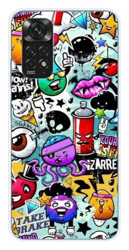 1001 Schutzhülle aus Silikon, bedruckt, kompatibel mit Xiaomi Redmi Note 11 4G Graffiti 2 von 1001coques