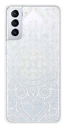 Schutzhülle aus Silikon, bedruckt, für Samsung Galaxy S21, Mandala, Weiß Schutzhülle aus Silikon, bedruckt, für Samsung Galaxy S21, Mandala, Weiß von 1001coques