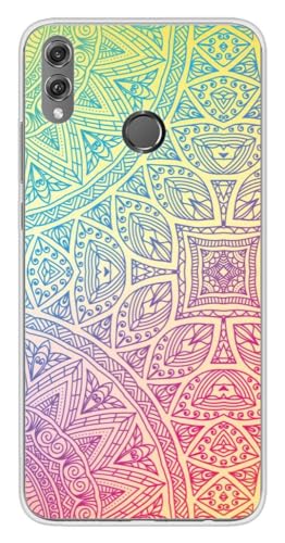 Schutzhülle aus Silikon, bedruckt, kompatibel mit Huawei Honor 8X, Mandala, Pastellfarben von 1001coques