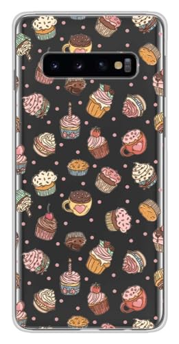 Schutzhülle aus Silikon, bedruckt, kompatibel mit Samsung Galaxy S10 Plus, Cupcake, Vintage Schutzhülle aus Silikon, bedruckt, kompatibel mit Samsung Galaxy S10 Plus, Cupcake, Vintage von 1001coques