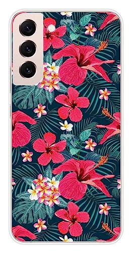 Schutzhülle aus Silikon, bedruckt, kompatibel mit Samsung Galaxy S22 Plus, Hibiskus, Fuchsia von 1001coques