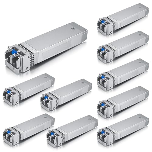 [10 Stück] 10Gb SFP+ LR Singlemode Modul, 10GBase-LR LC Transceiver Kompatibel für Cisco SFP-10G-LR, Meraki, Mikrotik, Ubiquiti UniFi, Netgear, Zyxel, Qnap, Synology, D-Link,TP-LINK, Open Switch von 10Gtek