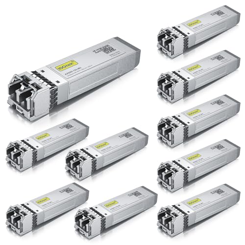 [10 Stück] 10Gb SFP+ SR Multimode Modul, 10GBase-SR LC Transceiver Kompatibel für Cisco SFP-10G-SR, Meraki, Mikrotik, Ubiquiti UniFi, Netgear, Zyxel, Qnap, Synology, D-Link, TP-Link, Open Switch von 10Gtek