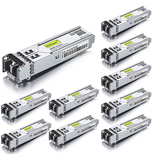 [10 Stück] 1G SF SX Multimode Mini Gbic Modul, 1000Base-SX LC Transceiver Kompatibel für Cisco GLC-SX-MMD/GLC-SX-MM, Meraki, Mikrotik S-85DLC05D, Ubiquiti UniFi, Netgear, D-Link, Zyxel, Open Switch von 10Gtek