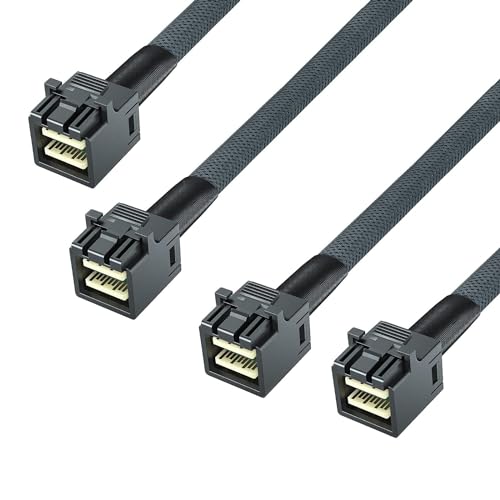 10Gtek® [2 Stück 12G Internal Mini SAS HD SFF-8643 zu SFF-8643 Kabel, with Sideband, 100-Ohm, 0.5-Meter(1.65-ft) von 10Gtek