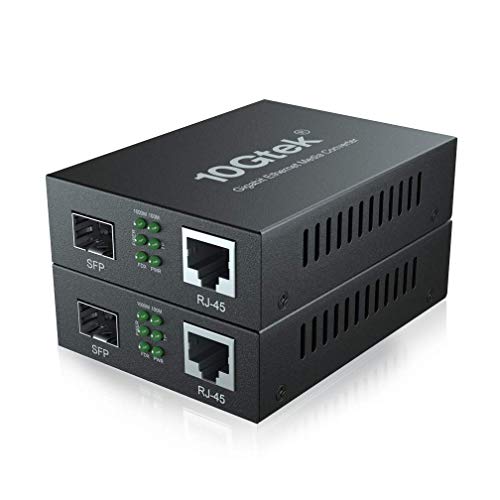 10Gtek® [2 Stück Gigabit Ethernet Medienkonverter, Open SFP Slot, Ohne SFP Transceiver von 10Gtek