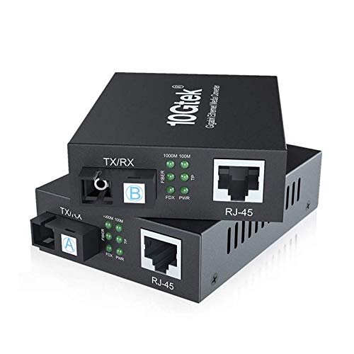 10Gtek® EIN Paar Gigabit Ethernet Medienkonverter, mit Built-in 1Gb Bidi Single-Mode SC Transceiver, Single-Mode Single SC Faser Connector, 1310/1550nm, 20km von 10Gtek