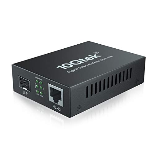 10Gtek® Gigabit Ethernet Medienkonverter, 1,25Gb/s, SFP-Steckplatz auf 10/100/1000Base-Tx, ohne Transceiver, Mit einem britischen Standard-Netzteil von 10Gtek
