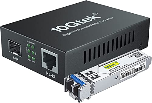 10Gtek® Gigabit Ethernet Medienkonverter, SFP Slot mit SFP LX Modul, Single-Mode Dual LC Faser, 1310nm, 20km von 10Gtek