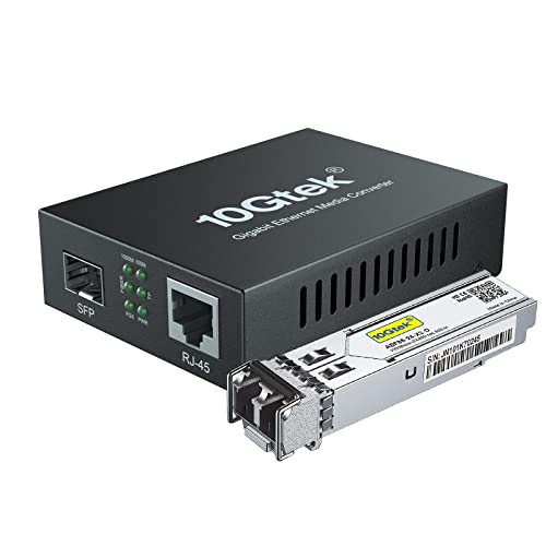 10Gtek® Gigabit Ethernet Medienkonverter, SFP Slot mit SFP SX Modul, Multi-Mode Dual LC Faser, 850nm, 550-Meter von 10Gtek