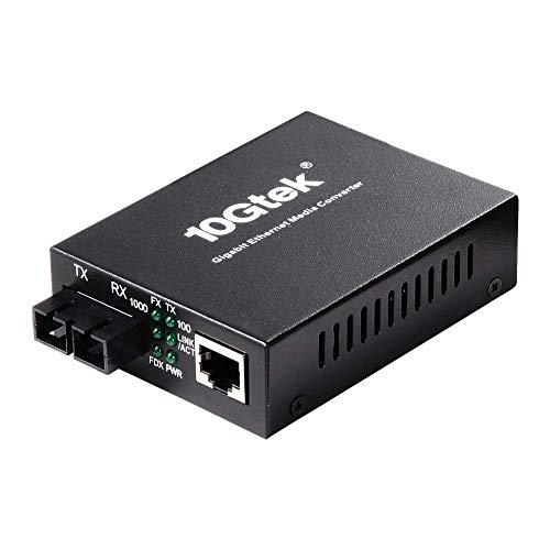 10Gtek® Gigabit Ethernet Medienkonverter, mit Built-in 1Gb Multi-Mode SC Transceiver, Multi-Mode Dual SC Faser Connector, 850nm, 550-Meter von 10Gtek