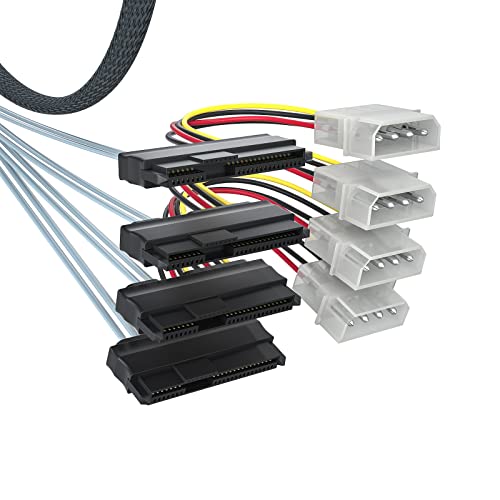 10Gtek® MiniSAS SFF-8643 zu 4x SFF-8482 Kabel, w/Power, 0.5-Meter(1.65-ft) von 10Gtek