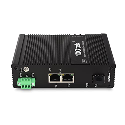 10Gtek 3-Port Industrial DIN-Rail Ethernet Switch Hutschiene, IP40, 1x Gigabit SFP Slot mit 20-km SFP Transceiver, G0102i, DIN-Rail Mount von 10Gtek