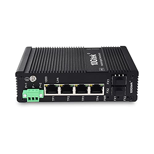 10Gtek 6-Port Industrial DIN-Rail Ethernet Switch Hutschiene, IP40, 2X Gigabit SFP Slot mit 20-km SFP Transceiver, G0204i, DIN-Rail Mount von 10Gtek