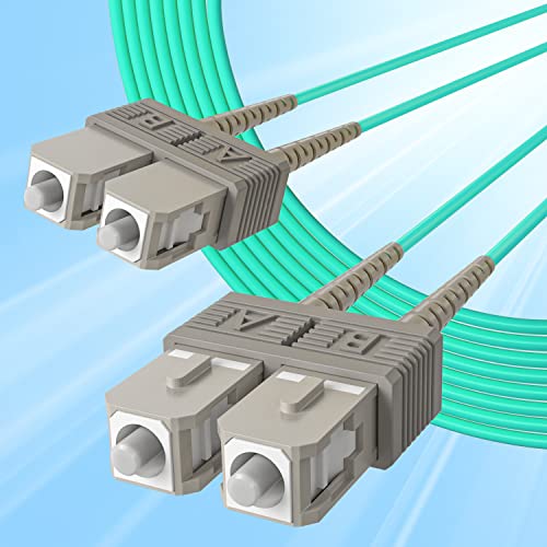 10Gtek Fiber Patch Cable - SC to SC OM3 10Gb/Gigabit Multi-Mode Jumper Duplex 50/125μm LSZH Fiber Optic Cord for SFP Transceiver, Aqua, 1-meter(3.3ft) von 10Gtek