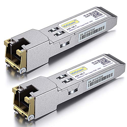 [2 Stück] 1G SFP auf RJ45 Mini Gbic Modul, 1000Base-T Kupfer Transceiver Kompatibel für Cisco GLC-T/SFP-GE-T, Meraki, Ubiquiti UniFi UF-RJ45-1G, Netgear, Zyxel, D-Link, TP-Link, QNAP, Open Switch von 10Gtek