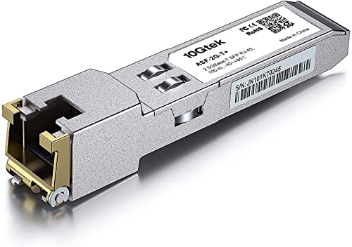 2.5G SFP-T, 2.5GBase-T, SFP to RJ45 SFP, Industrial Grade, Compatible with Ubiquiti UniFi, Fortinet, Netgear, TP-Link and Other Open Switches von 10Gtek