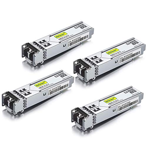 [4 Stück] 1G SFP SX Multimode Mini Gbic Modul, 1000Base-SX LC Transceiver Kompatibel für Cisco GLC-SX-MMD/GLC-SX-MM, Meraki, Mikrotik S-85DLC05D, Ubiquiti UniFi, Netgear, D-Link, Zyxel, Open Switch von 10Gtek