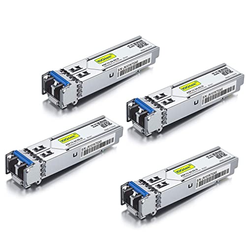 [4 Stück] 1G SFP LX Singlemode Mini Gbic Modul, 1000Base-LX LC Transceiver Kompatibel für Cisco GLC-LH-SMD, Meraki, Ubiquiti UniFi UF-SM-1G, Mikrotik, Netgear, D-Link, TP-Link, Zyxel, Open Switch von 10Gtek