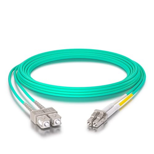 Fiber Patch Cable - LC to SC OM3 10Gb/Gigabit Multi-Mode Jumper Duplex 50/125μm LSZH Fiber Optic Cord for SFP Transceiver, Aque, 0.5-Meter(1.64-ft) von 10Gtek