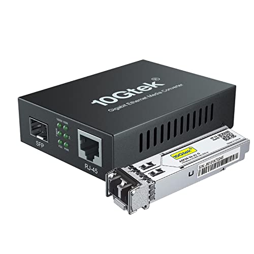 Gigabit Ethernet Fiber Media Converter with a 1Gb Multimode LC SFP, 10/100/1000M RJ45 to 1000Base-SX, up to 550m, with a British Power Adapter, MEHRWEG von 10Gtek