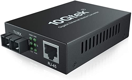 Gigabit Ethernet Fiber Media Converter with a Built-in 1Gb Singlemode SC Transceiver, 10/100/1000M RJ45 to 1000Base-LX, up to 20km, with a British Power Adapter, MEHRWEG von 10Gtek