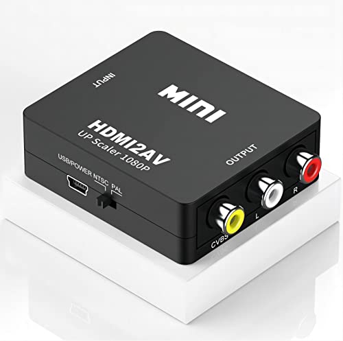 HDMI to AV Converter, HDMI to RCA Adapter, 1080p HDMI to AV 3RCA CVBs Composite Video Audio Converter Adapter for TV/PS3/VHS/VCR/DVD/PC/Blu-Ray DVD von 10Gtek