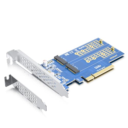 PCIe 3.0 to NVMe (2) M.2 Adapter for M.2 (M Key) SSD, PCIe X8, Requires Motherboard BIOS Support for Bifurcation von 10Gtek