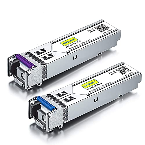 a Pair of 1.25G SFP Bidi Transceiver 1000Base-BIDI,1490nm/1310nm SMF,up to 20km,for Cisco GLC-BX-D,Ubiquiti UniFi UF-SM-1G-S,Mikrotik, D-Link,Netgear and More von 10Gtek