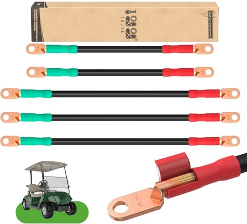 10L0L Golfwagen-Batteriekabel, passend für EZGo TXT ab 1994 für 36 & 48 Volt Golfwagen-Batterien, Kabel-Set mit 4 Gauge (5 Stück) von 10L0L