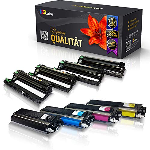 123Color 4X Toner TN-241+TN-245 mit Trommel DR241CL kompatibel für Brother HL3140 CW HL3150 CDN HL3150 CDW HL3170 CDW DR241CL & TN241 + 245 TN-245 TN245 TN-245 TN-241 TN 241 DR-241 Farblos BK C M Y von 123Color