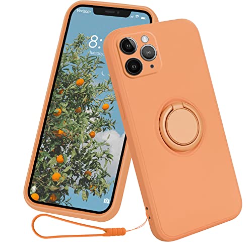 13peas Hülle für iPhone 11/Pro/Pro Max（2019） Handyhülle，Silikon Ständer Case 360 Grad Ringhalter Apple Cover mit Band Kette Magnetischen Autohalterungen handyhülle (11 Pro Max, Orange) von 13peas